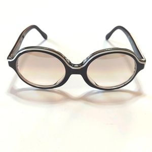 Francis Klein Henry Black Frame With White Trim Sunglasses Light Grey Lenses